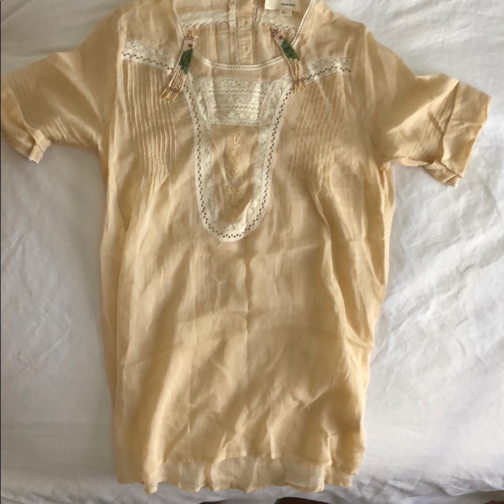 Vintage style gauzy peasant top